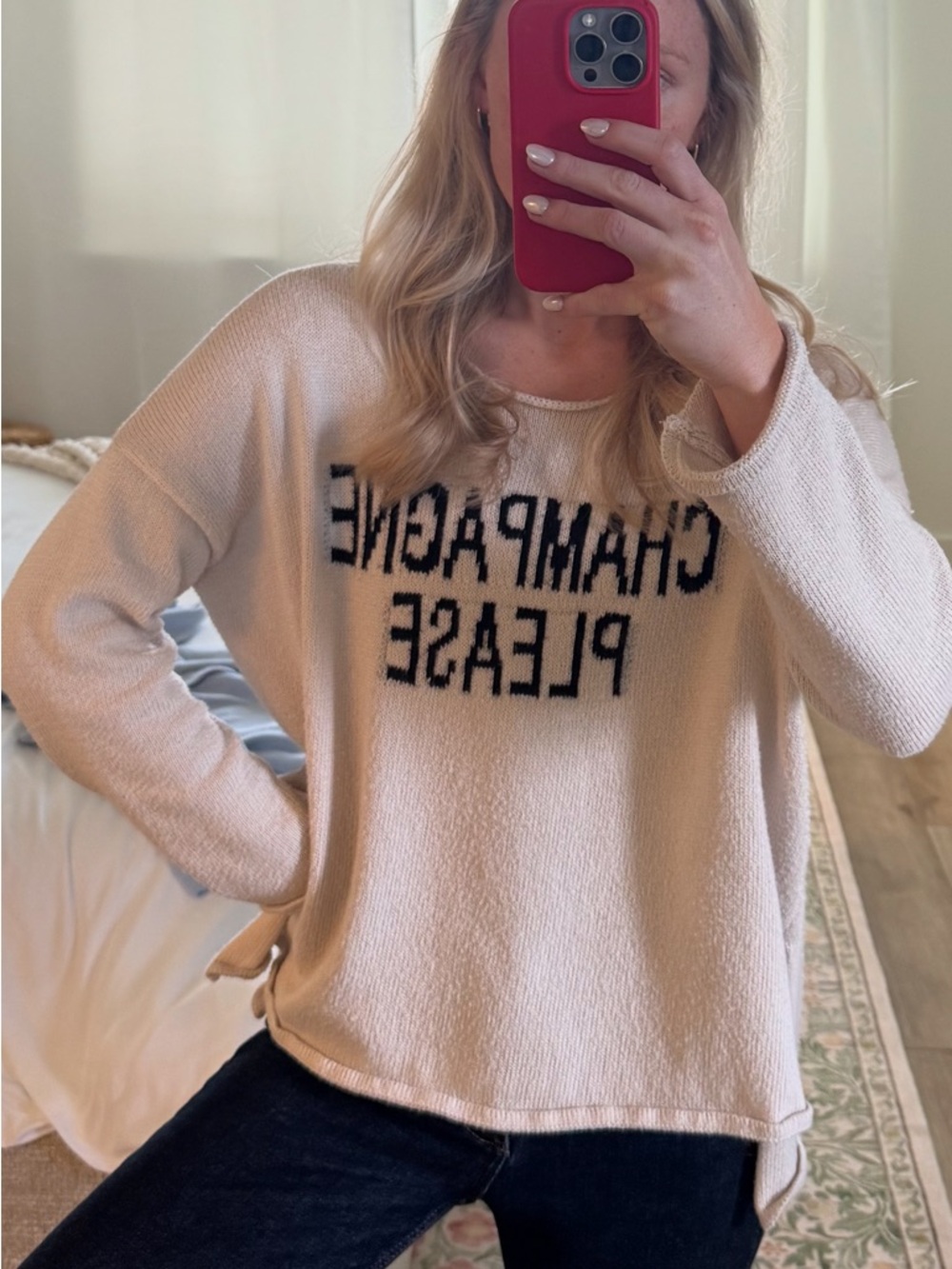 Stitched 'Champagne Please' Sweater